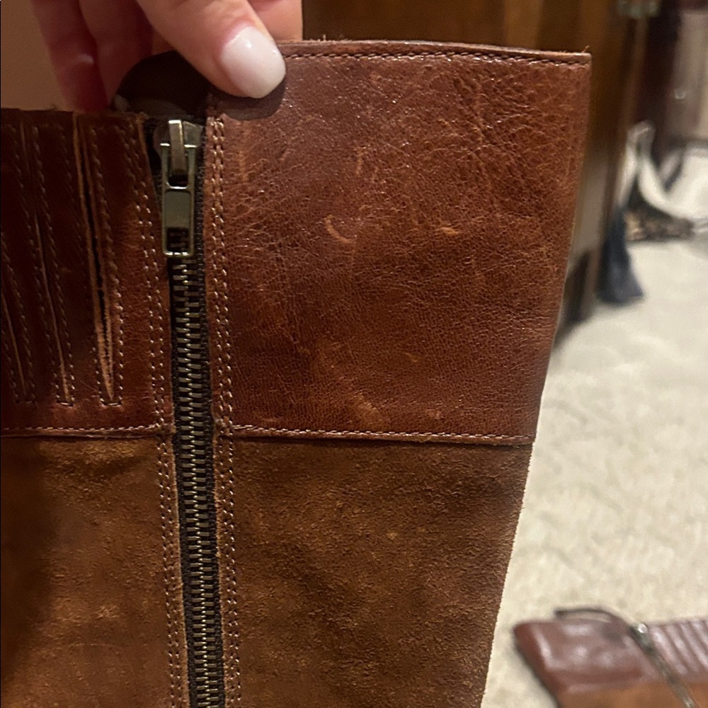 Born Alize Chestnut Leather and Suede Boots - Picture 9 of 16
